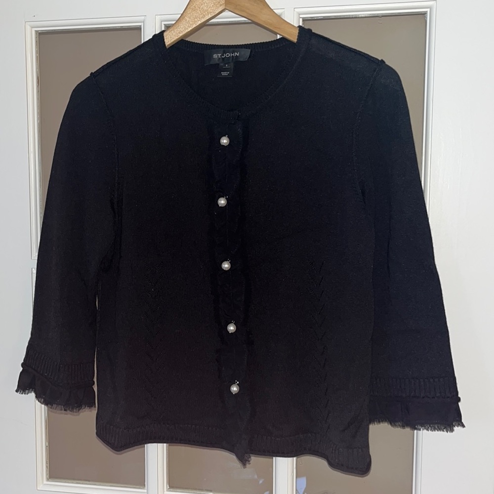 *St John Cardigan Sweater with pearl buttons, size small